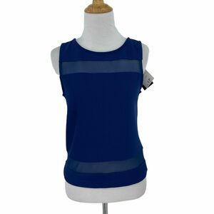 M By Mosquitos Top Women's Size 36 Back Full Zip Mesh Inlet Muscle Tank Blue Tee